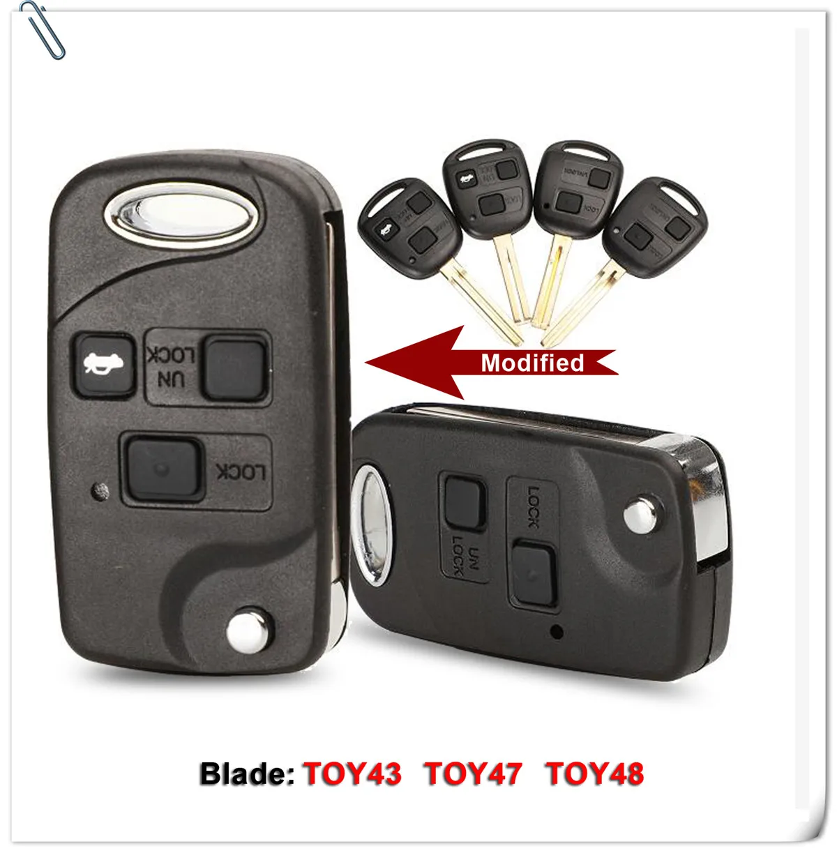 Чехол для дистанционного ключа автомобиля 2/3 BTN для Toyota Yaris Prado Tarago Camry Corolla TOY43/TOY47/TOY48 Blade+ резиновый кнопочный коврик