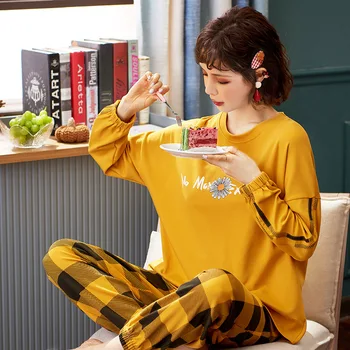 

Home Clothes for Women Fashion Daisy Print Sleepwear Set Pijamas De Mujer Winter Pyjamas Women Warm Pajamas for Women Pizama