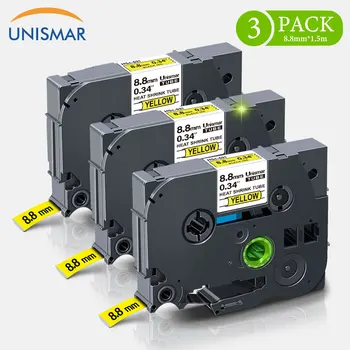 

Unismar 3PK HSe-621 HSe 621 Black on Yellow Heat Shrink Tubes Compatible for Brother Label Printer Perfect to Mark Cables Fibers