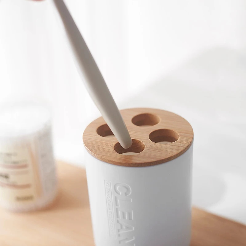 ONEUP бамбуковый стиральный продукт набор аксессуаров для ванной комнаты средства для мойки бутылки для полоскания рта чашки мыла держатель зубной щетки предметы домашнего обихода