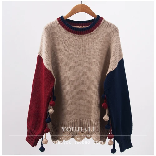 khaki pullover Woherb Модные женские свитера зимнее Трикотажное изделие с лоскутом негабаритных кисточкой Femme вязаные милые пуловеры Джемперы кофта с капюшоном - Цвет: khaki pullover