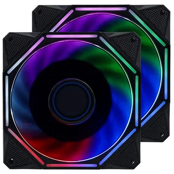 

120mm PC Case Fan Ultra Quiet LED Desktop Computer Cooling Fans - RGB (2Pack)