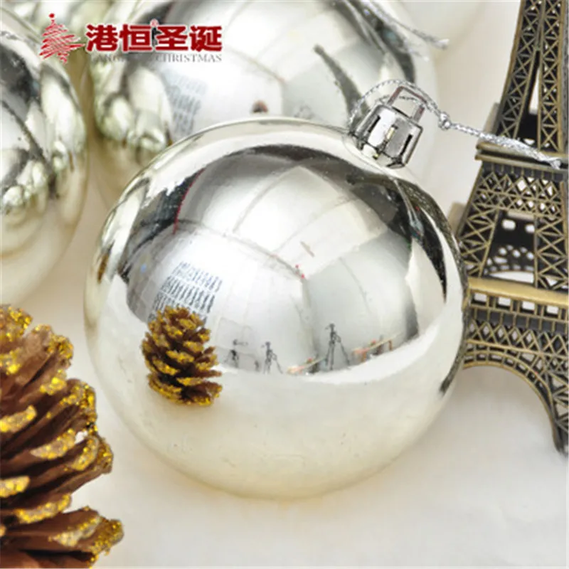 Украшение для рождественской елки, серебряный светильник, плакированный шар 4-20 см, Рождественский Декор для дома