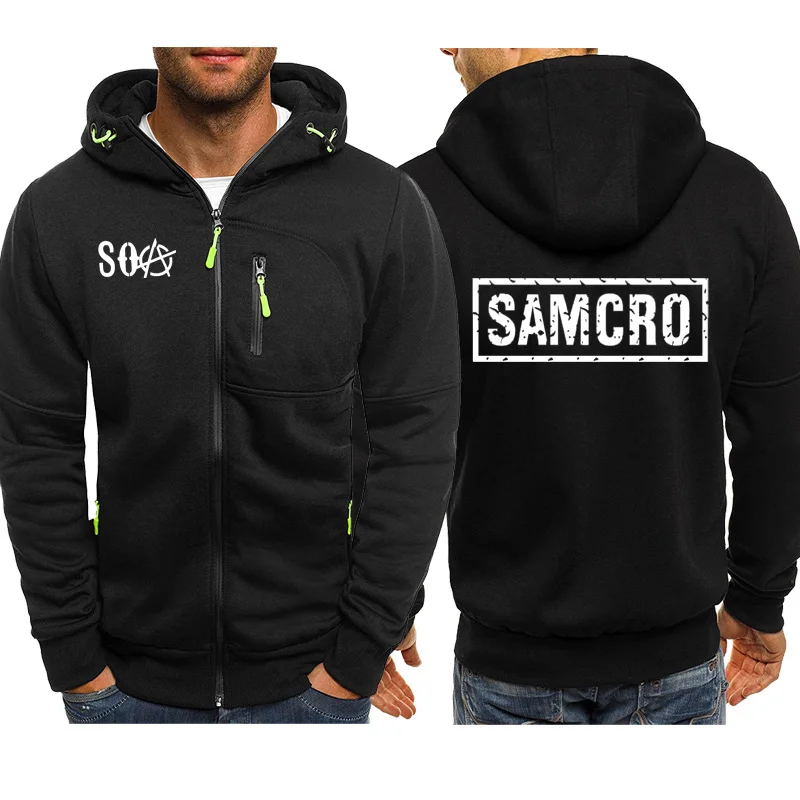 SOA Sons of anarchi/Новая модная мужская спортивная одежда с капюшоном на молнии для