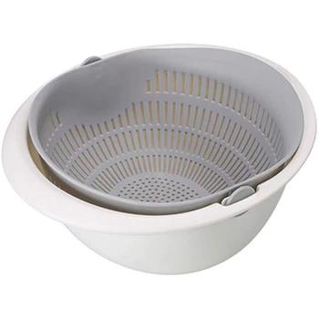 

Double Drain Basket Bowl, Washing Kitchen Strainer Noodles Vegetables Fruit Storage Basket for Fruits Vegetable Cleaning