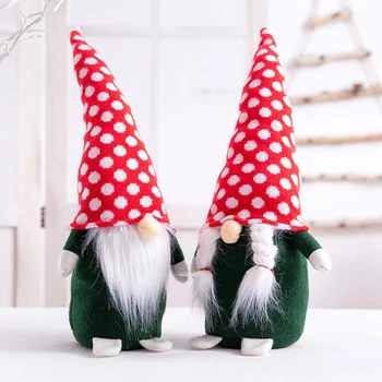 

Handmade Swedish Gnome Tomte Ornaments Long Hat Dot Doll Christmas Elf Decor