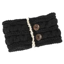 Осенне-зимняя практичная женская Повседневная повязка на голову, 2 пуговицы, декоративная Толстая теплая вязаная спортивная повязка на голову, повязка на голову, головной убор