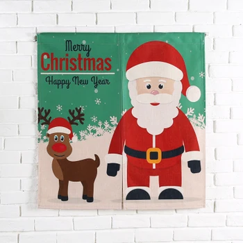 

Taiwan Japan style Chinese Merry Christmas door curtain wall hanging living room kitchen home decoration bar Santa Claus elk