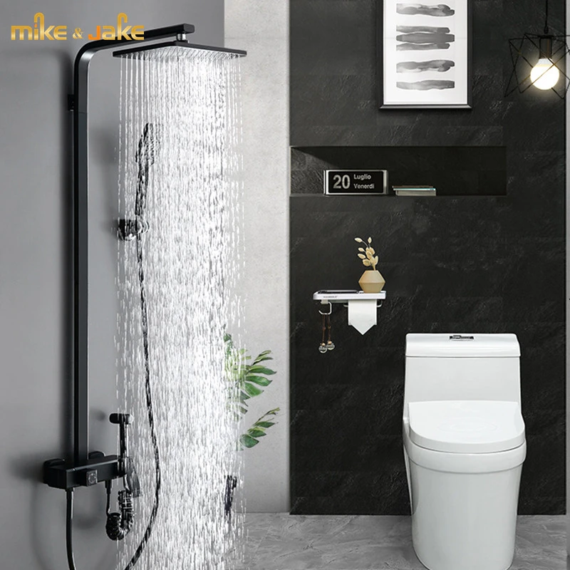 Badezimmer große schwarz dusche set matt schwarz luxus stehen dusche  wasserhahn badewanne schwarz mixer haushalt niederschläge schwarz  dusche|Shower Faucets| - AliExpress