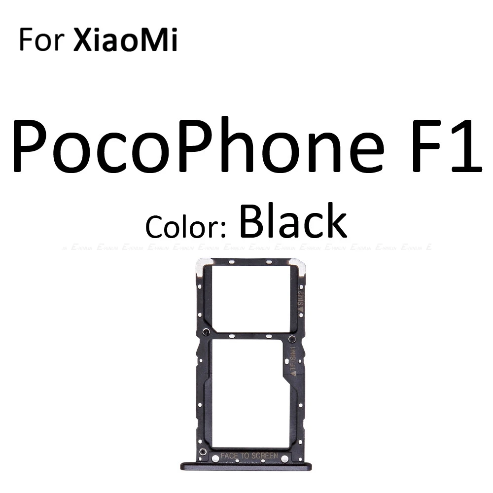 Micro SD/Sim карты лоток гнездо адаптер для XiaoMi Redmi 7 Note 7 Pro PocoPhone Poco F1 Разъем Держатель Слот ридер контейнер - Цвет: For Poco F1 Black