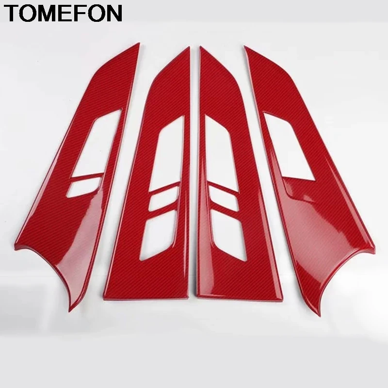 TOMEFON для Audi A4L A4 B9 LHD CarbonFiber внутренняя дверная ручка, Вытяжная панель, защитный замок, накладка, наклейка, аксессуары ABS