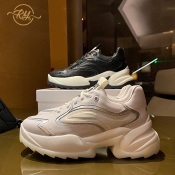 

RY-RELAA Europe station women sneakers 2020 fashion Genuine Leather womens luxury shoes ins women casual shoes platform sneakers