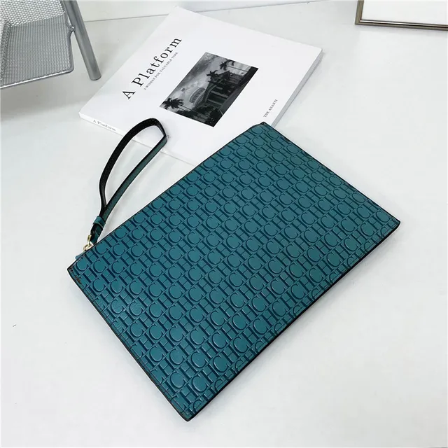 2021 New Luxury Brand CH Clutch Unisex High-quality CH Letter Pattern Clutch luxury envelope leather business clutch purse Two blue