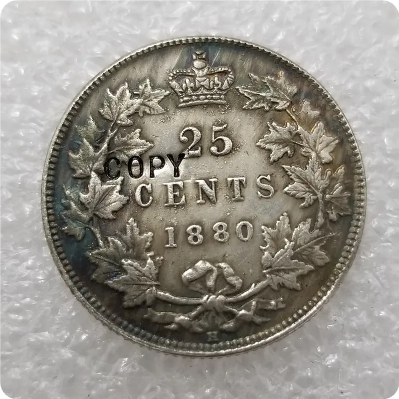 1875,1880, 1889,1893 Канада 25 цент, копия монеты - Цвет: 1880