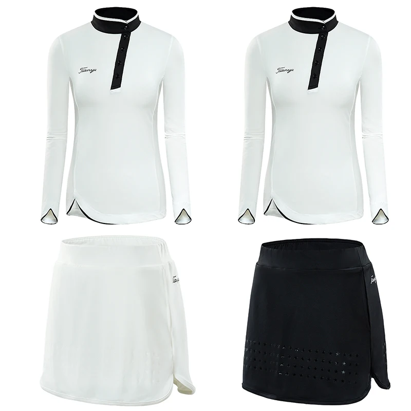 Golf Baseball Tennis Clothes Women Sports Suits Long Sleeved T-shirt Short Skirt Sportswear Mini Pantskirt Shirts XS S M L XL