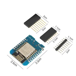 Microcontrôleur WeMos D1 Mini Wifi, platine de développement, 3,3 V avec broches, ESP8266, ESP 12, ESP 12F, CH340G, CH340, V2, micro USB, NodeMCU Lua IOT 