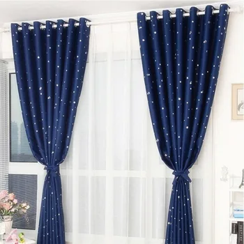 

Hot Sale Shiny Stars Children Cloth Curtain For Kids Boy Girl Bedroom Living Room Blackout Cortinas Custom 1pc 100X130CM