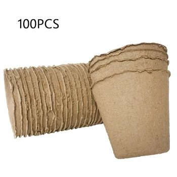 

100pcs Tool Garden Tray Moisture-proof Supplies Vegetable Fruit Seedling Raising Flowerpot Nursery Cup 8x8cm Biodegradable Pulp