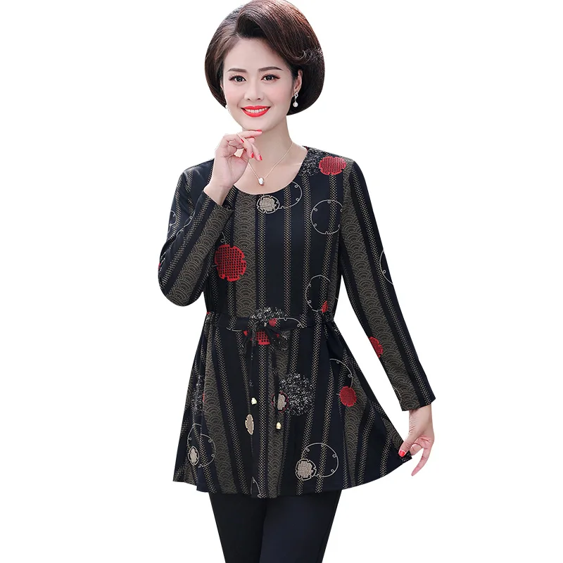 

Slim Mother Tops Spring Fall New Plus Size Middle Age Women Clothing 5XL 4XL Female Pullover Tee Shirt Long Sleeves T-Shirts