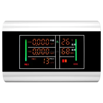 

6-In-1 USB Rechargeable Air Quality Monitor PM2.5 Temperature HCHO TVOC Humidity Benzene Detector LCD Digital Display O12 19
