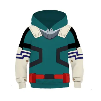 

2019 new my hero college Ou Maite 3D anime children's sweater cosplay green valley long sweater hoodie Halloween Party Costume