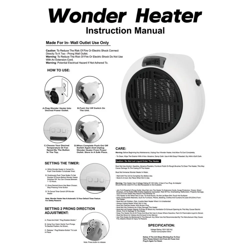 

900W Heater Pro Portable Handy Heater Wall-Outlet Digital Plug In Electric Heater Air Fan Warm Radiator Home Machine Dropship