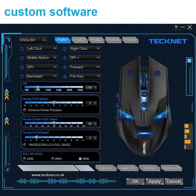 Kaufen TeckNet 2,4 GHz Wireless Mouse Optical Gaming Maus Programmierbare Makro 4800DPI 8 Tasten Maus Gamer Drahtlose Mäuse Für PC laptop