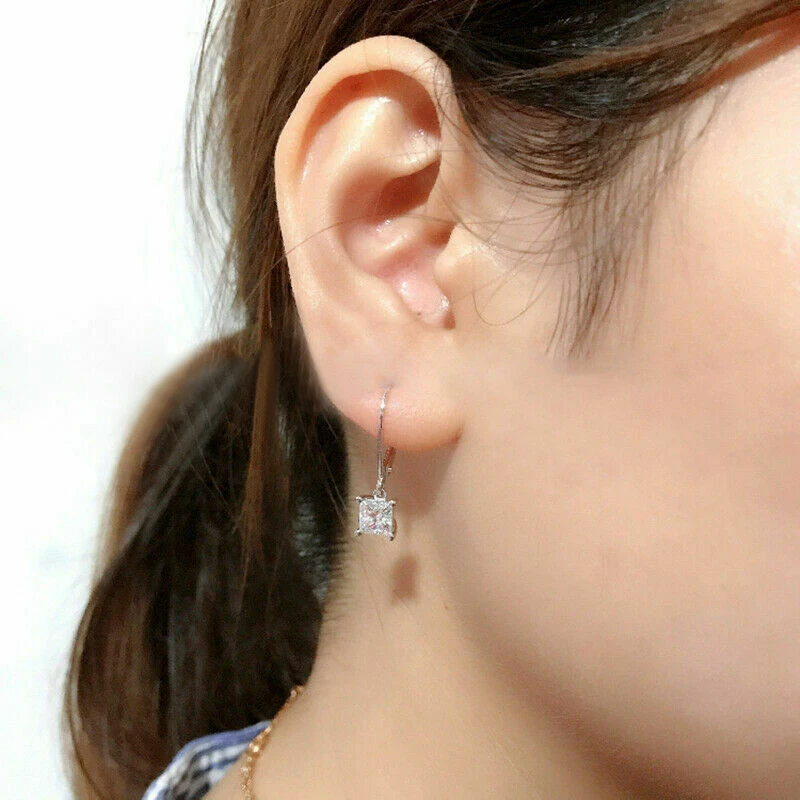 CAOSHI Fashion Luxury Square Cubic Zirconia Drop Earrings Elegant Engagement Party Jewelry For Women Stylish Daily Collocation