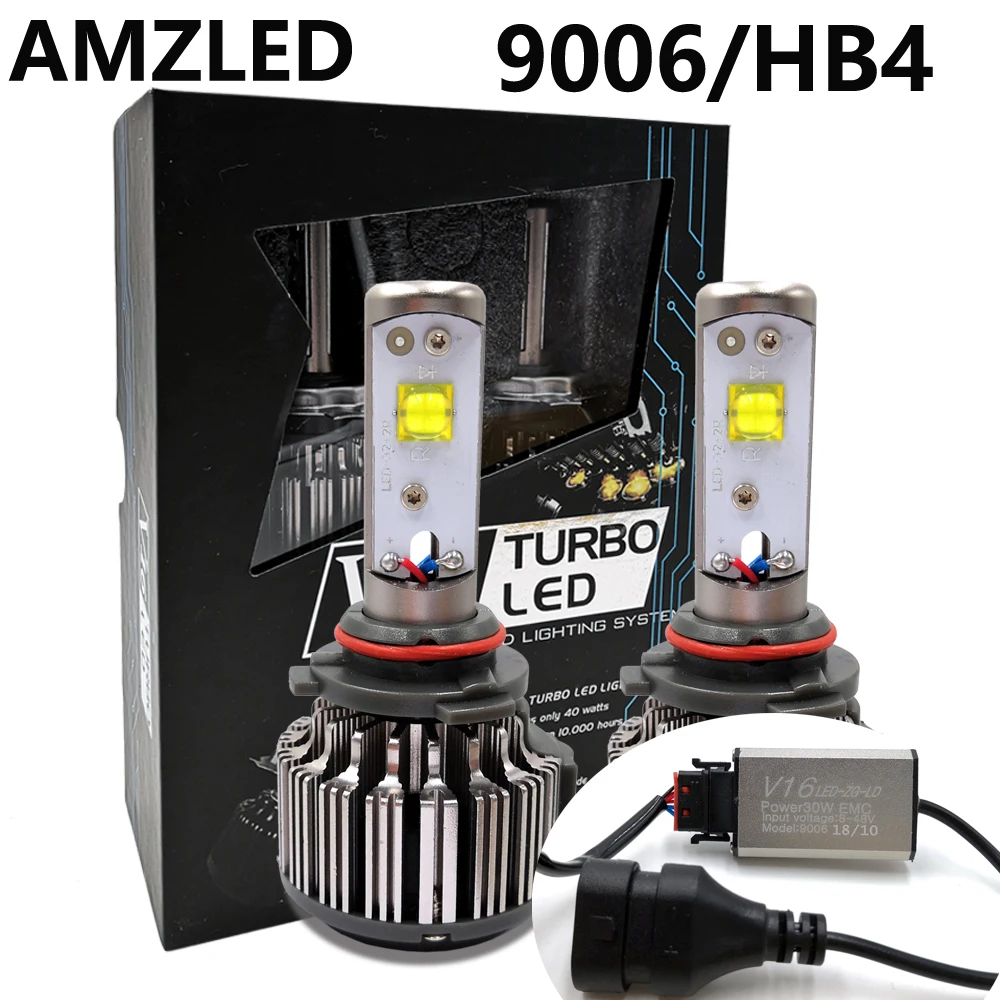 

AMZLED Canbus 9006 LED HB4 LED Car Headlight 60W 10000LM 6000K No Error 12V High Power Super Bright EMC Canbus Lights Kits Auto
