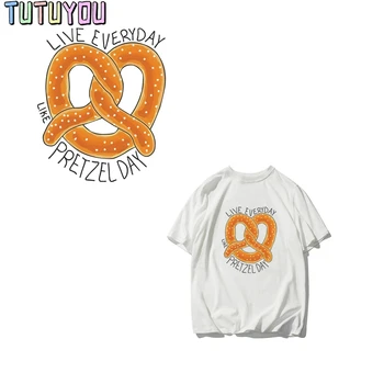 

PC471 Pretzel Day The Office TV Heat Transfer Stickers Clothing Patches for T-shirt Iron-on Transfers DIY Decoration Applique
