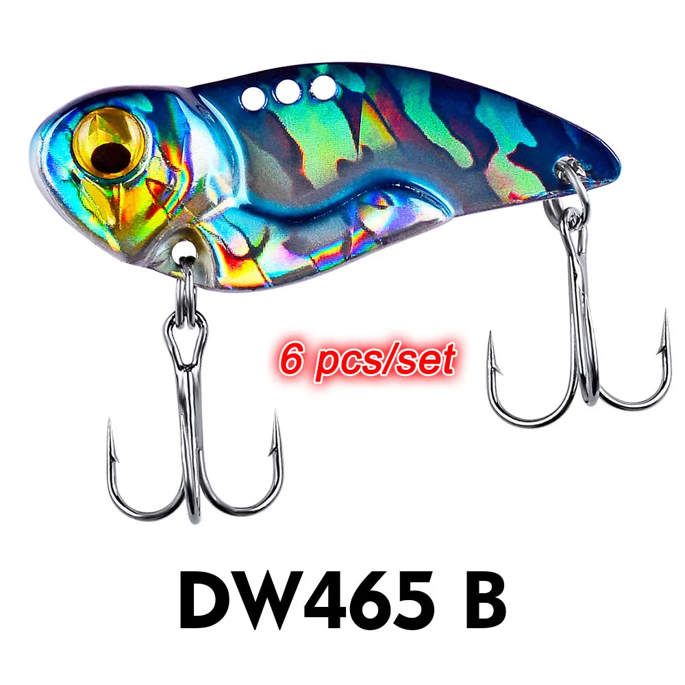 B-5G-6pcs 3D глаза, блесна металлическая лезвие приманка 8/15/20G 3,6/4,5/5 см опускается на дно вибрации приманки искусственные Vibe для бас судак Рыбалка длинный выстрел - Цвет: B-5G-6pcs