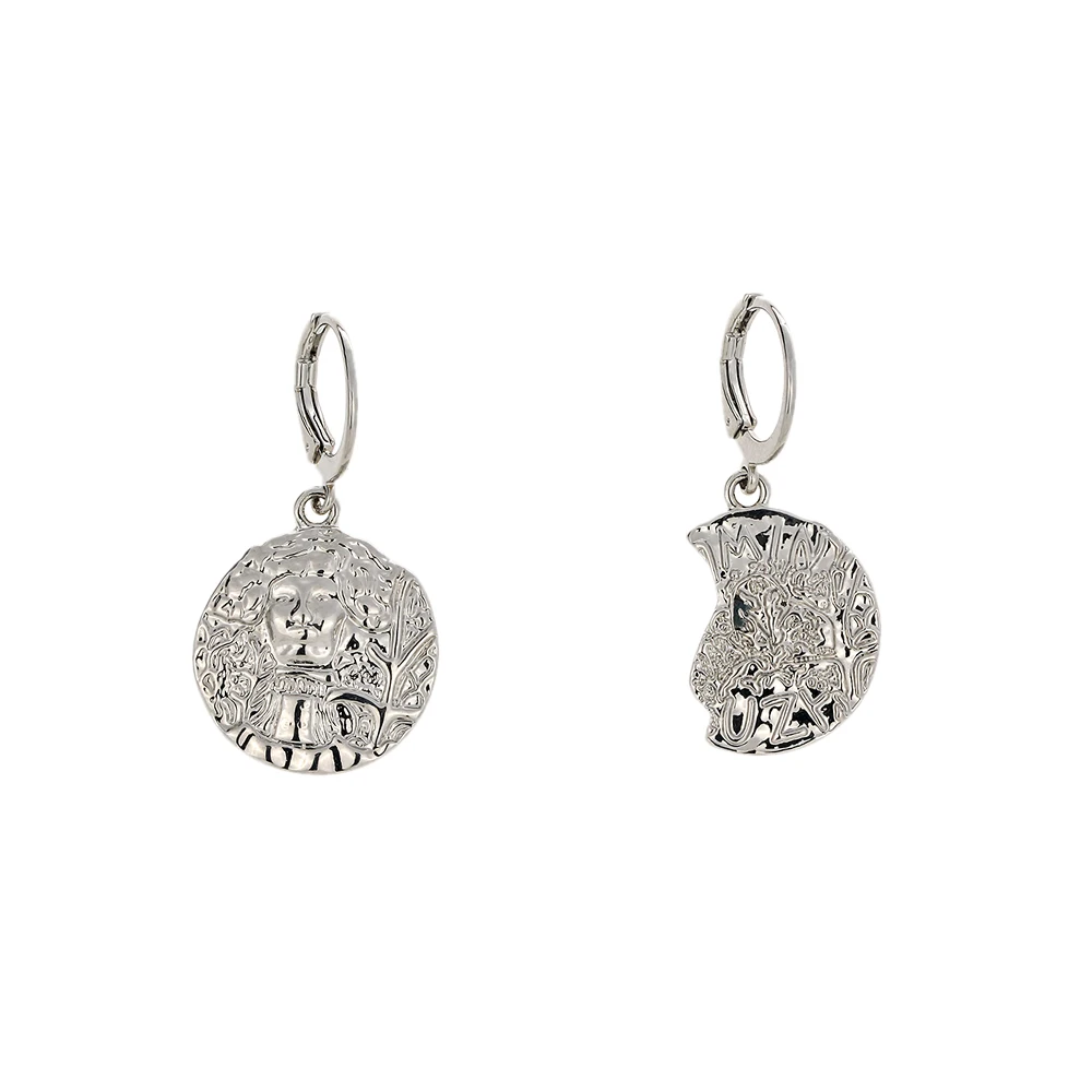 Silver YMYW массивные Асимметричные висячие серьги с рисунком лица, медная Пряжка, аксессуары для женщин, геометрические серьги, ювелирное изделие, подарок - Окраска металла: Silver