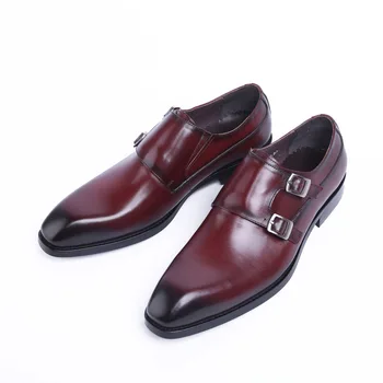 

Edition Large Size Cowhide good year Leather Shoes Buckle Leather Business Dress Shoes Comfortable Wedding Shoes