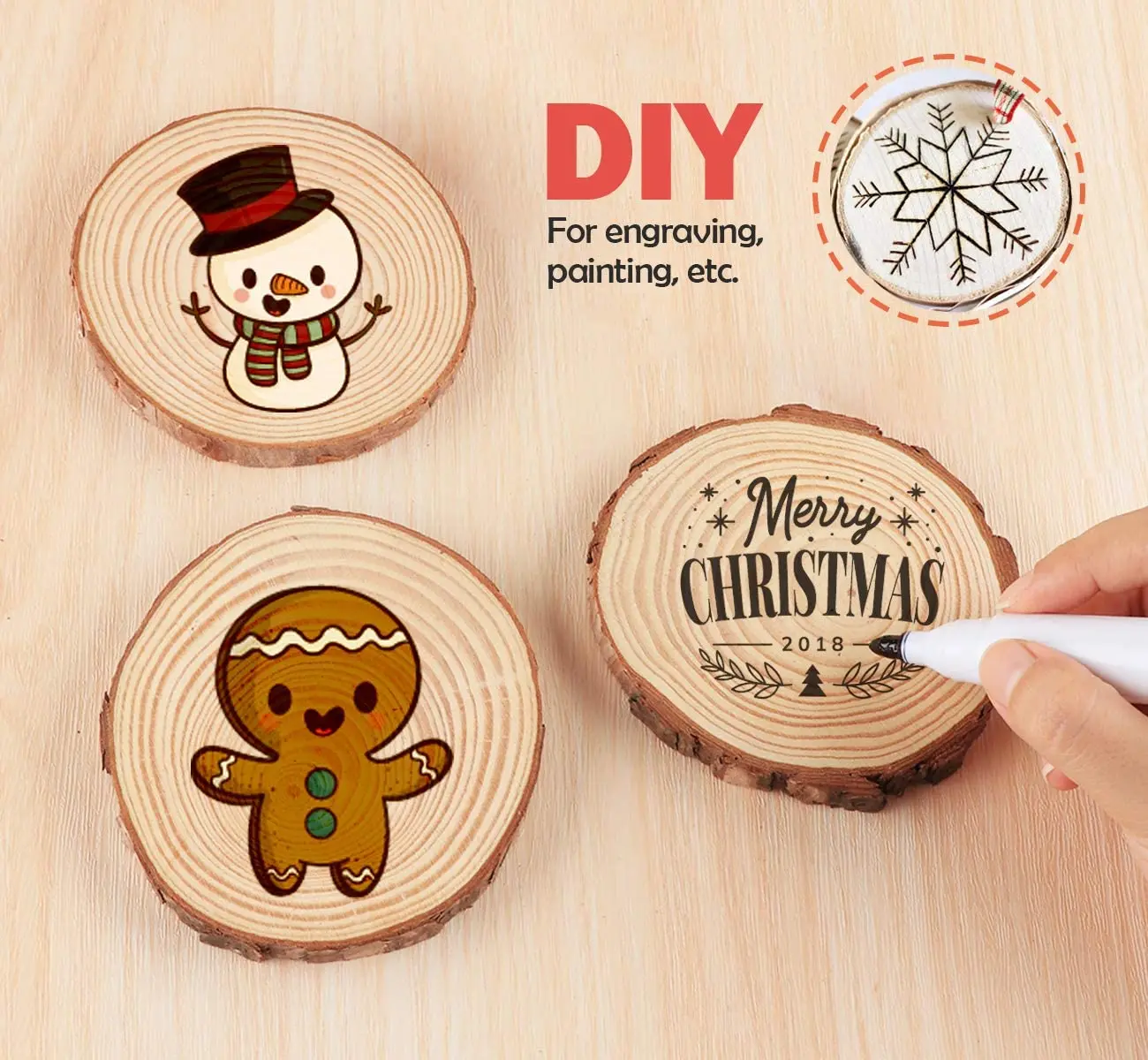 Unfinished Natural Wood Slices 12 Pcs 3.5-4 inch Craft Wood Kit Circles Crafts C