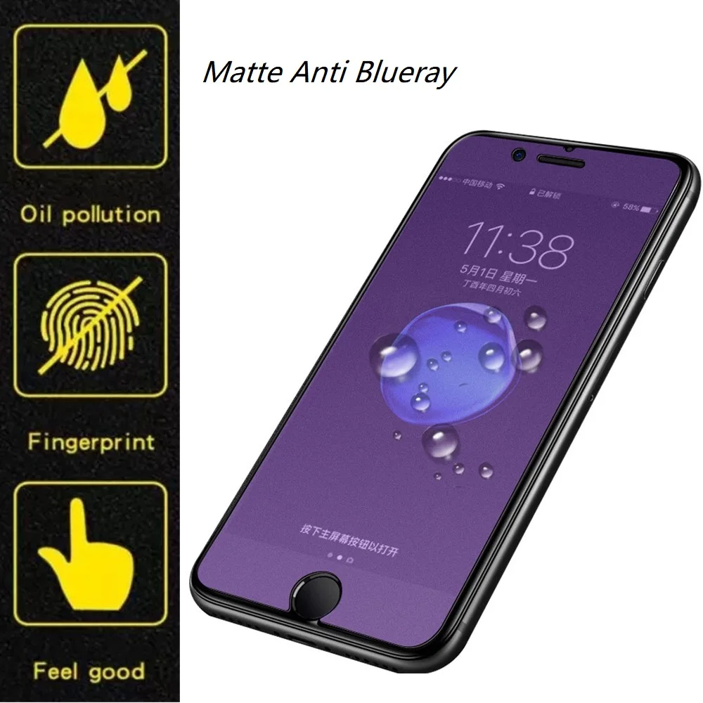For iPhone XS MAX XR 11 Pro Max Full Cover Matte Frosted Anti blue Ray Tempered Glass X 8 7 6S Screen Protector | Мобильные телефоны