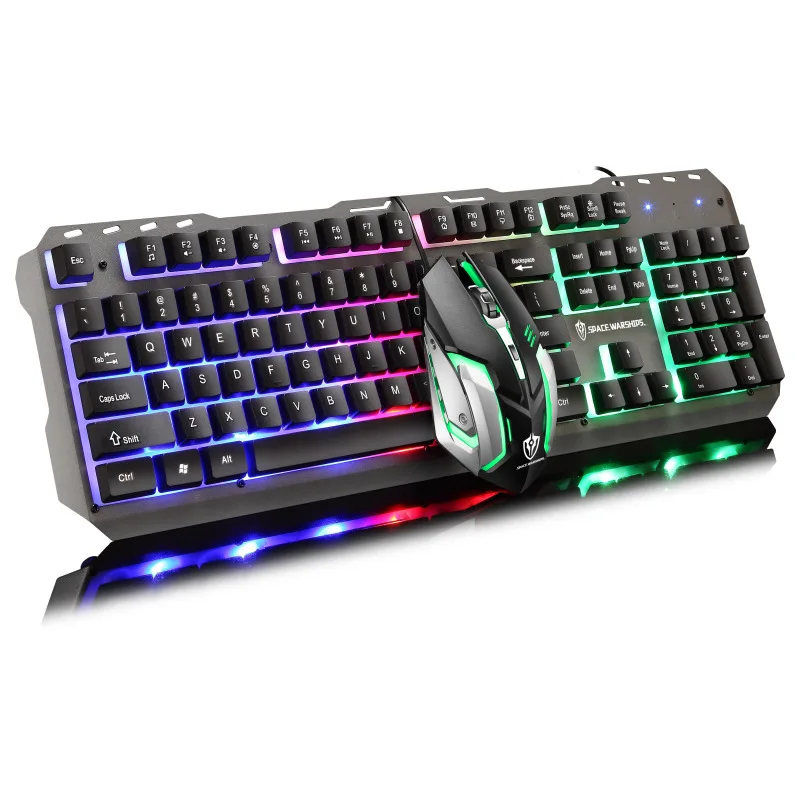 

Wired Keyboard And Mouse Set Game Mouse And Keyboard USB Punk Shining Backlight Machinery Handfeel Office Keyboard Mouse