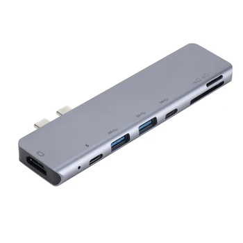 

7 In 1 High Speed Transmission USB HUB Type C To HDMI USB3.0 PD Charging Hub TF Card Reader​ Aluminum Alloy Shell HUB