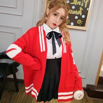

Women 3 Piece Sets Vintage Preppy Girls Cardigan Shirt And Skirt Sets Japan Students JK Sets Cute Red Sweat Suits Matching Sets