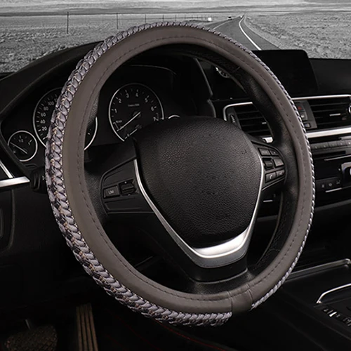 Beige Автомобиль ледяной Шелковый крест цветок чехол рулевого колеса автомобиля для большинства рулевого колеса мягкий 37-38 см 14,"-15" Оплетка на руль - Название цвета: Beige