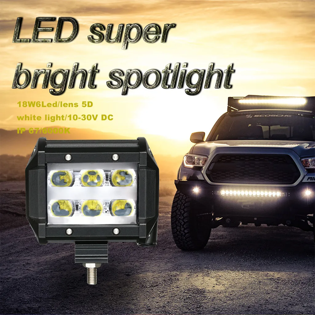 LC-тройной 18W6Led объектив 5D светильник 6000K IP68 Водонепроницаемый для 9-32V DC автомобиля