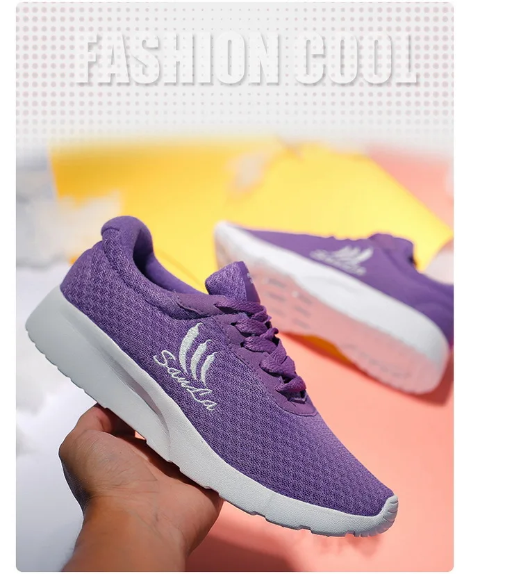 Autumn New Style Breathable Rubber Shoes Sneakers Women's Korean-style Versatile Mesh Lace-up Thick Bottomed Casual Shoes R