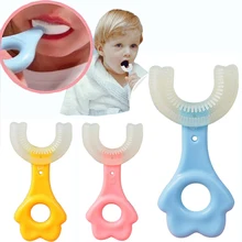 Old Star Baby Kids Handheld 360 Degree Oral Care U-shape Baby Toothbrush Children Silicone Toothbrush Teeth Cleaner