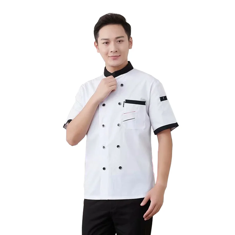 1 pcs Chef Jacket Catering Restaurant Chef Jackets Short Sleeve Unisex Shirt Free design size M-4XL chef uniform