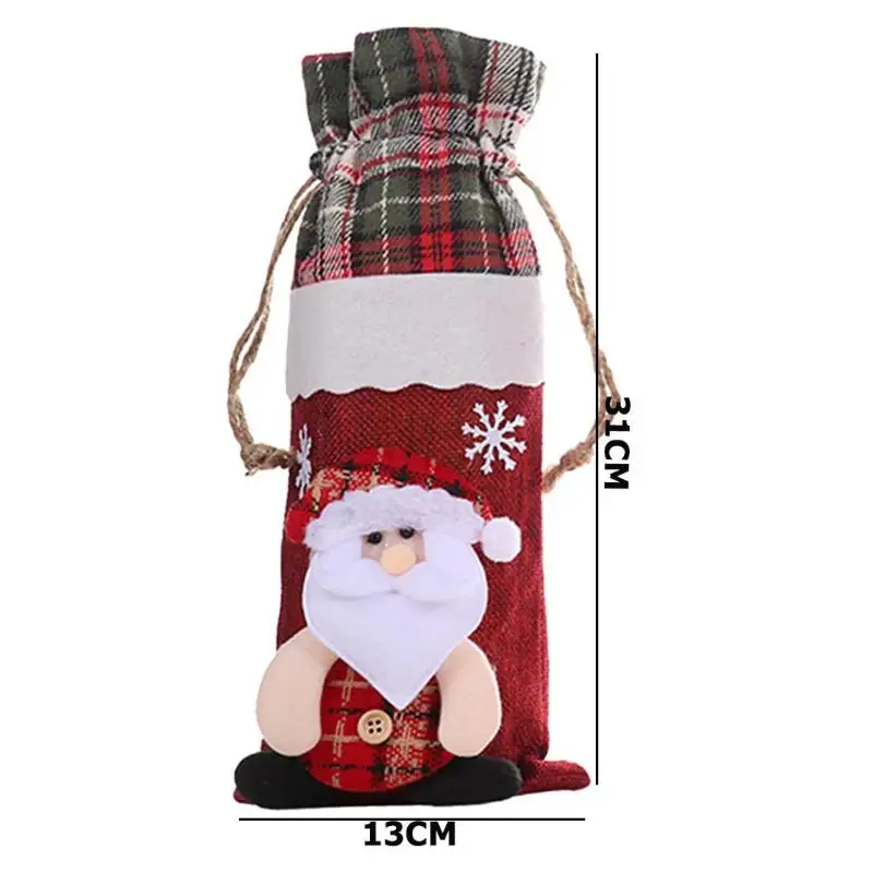 Рождественская бутылка вина крышка льняная ткань личность нежный Снеговик Санта-Клаус новогодние вечерние украшения для домашнего стола - Цвет: Santa Claus