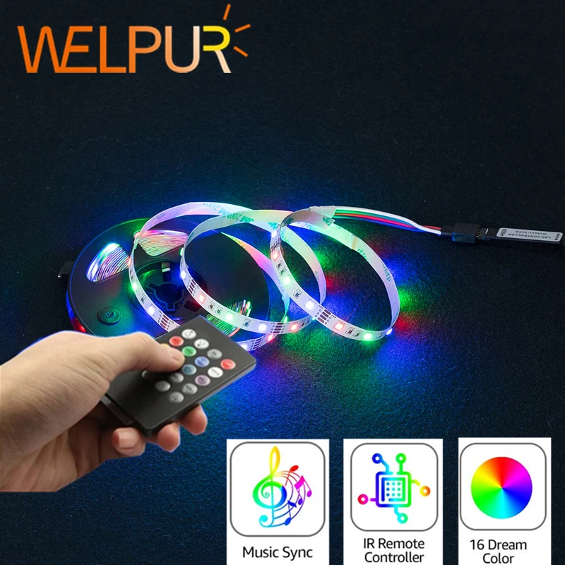 5 В USB Светодиодная лента 2835 RGB светодиодная полоса освещения музыкальная IP65