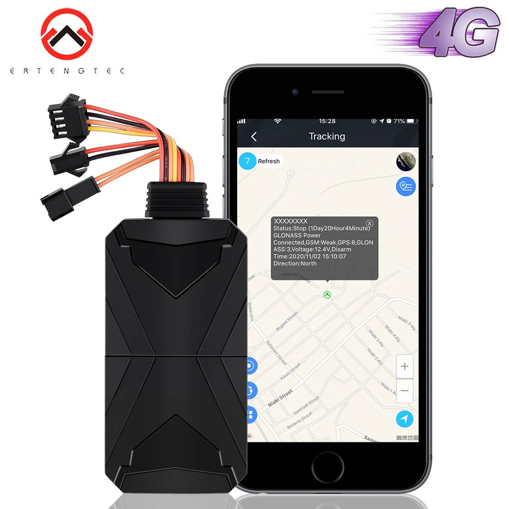 4G Gps Tracker Car Tracker 11-90V Cut Off Carburante Sos Voice Monitor Localizzatore Gps Car Glonass Overspeed Agitare Allarme Geofence App Gratuita