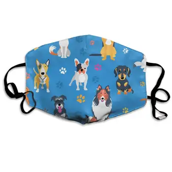 

Puppy Family Washable Reusable Mask, Cotton Anti Dust Half Face Mouth Mask For Kids Teens Men Women With Adjustable Ear Loops