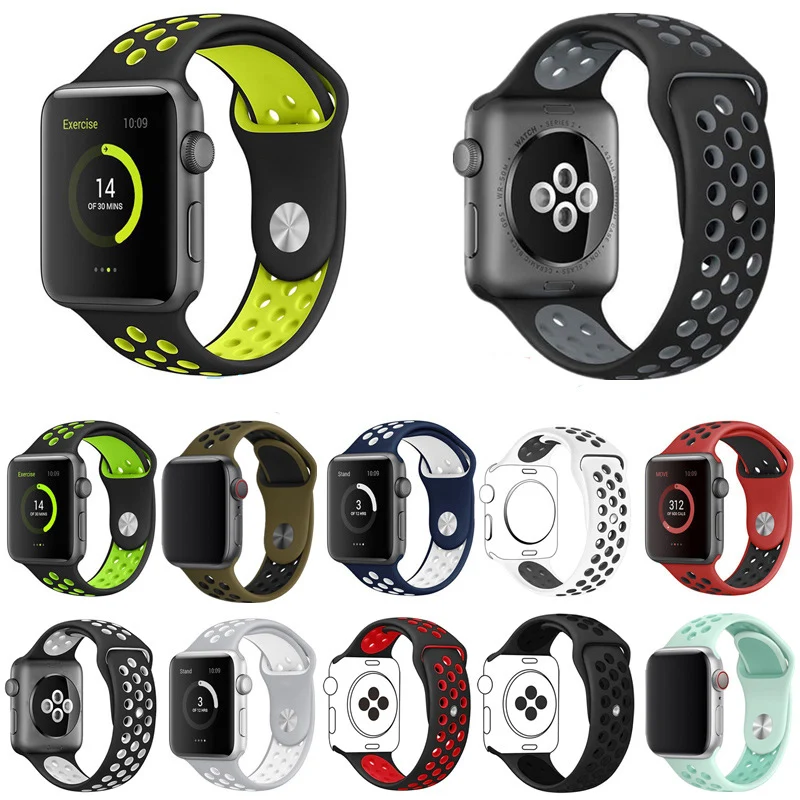 

Two-color Silicone Sport Loop Band For Apple Watch Series 54321 38/40mm 42/44mm
