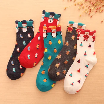 

2020 New Cotton Christmas Socks Women Autumn Winter New Year Gift Santa Claus Christmas Tree Snow Elk Happy Socks Cute Sock