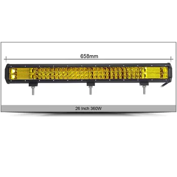 

20inch 26 inch 360W Triple Row LED Work Light Bar Amber Combo Fog Drive Lamps for Offroad Trucks Boat ATV 4x4 4WD Marine